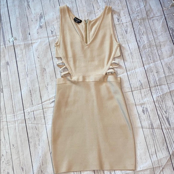bebe Dresses & Skirts - Bebe nude cut out bandage dress size M